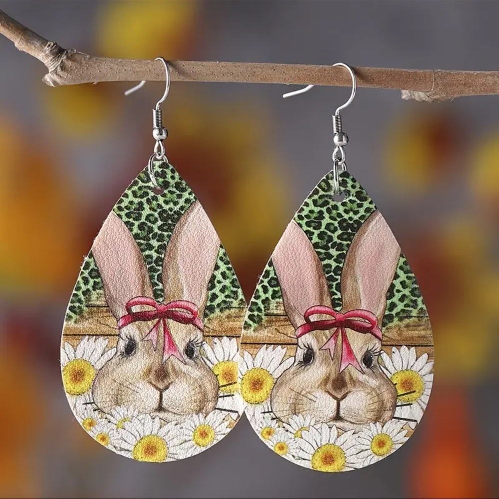 Easter Rabbit Bunny Water Drop Earrings